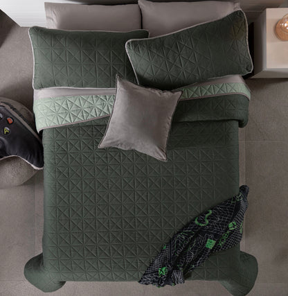 Novo Olive Reversible Lightweight Blanket - Soft Cozy Bedding with Triangular Quilt Pattern for All Season Comfort - Vianney Comforter